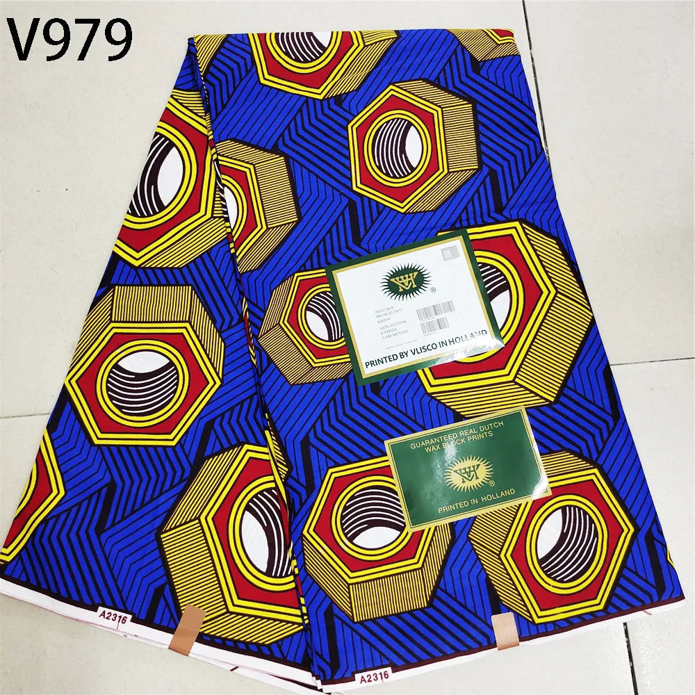 115CM Wide 6Yards Long,African Printed Wax Fabric,Cotton Batik Fabric for DIY Sewing Cushion Clothes Curtain 13 Patterns Available R736