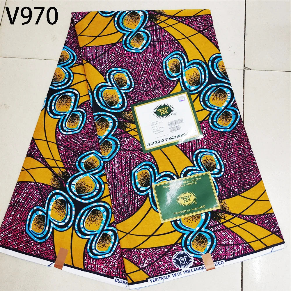 115CM Wide 6Yards Long,African Printed Wax Fabric,Cotton Batik Fabric for DIY Sewing Cushion Clothes Curtain 13 Patterns Available R736