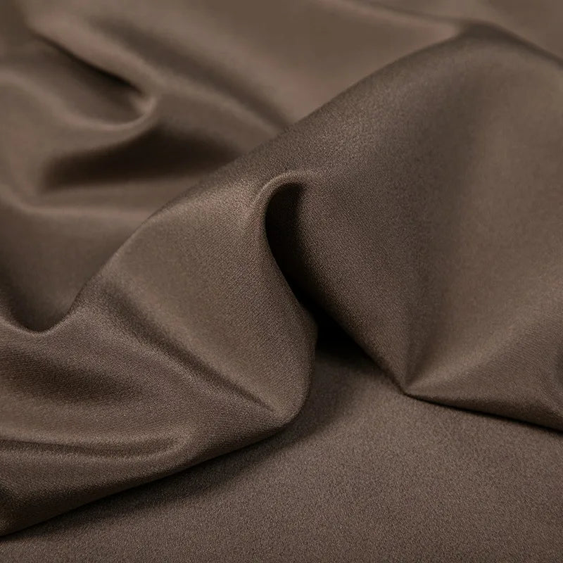 Elastic Silk Crepe Fabric by Yard-Ideal for Making Cheongsam Dress-Chocolate Color Heavy Silk Fabric-42'' Wide 94% Silk 6% Spandex DIY Sewing Material R027