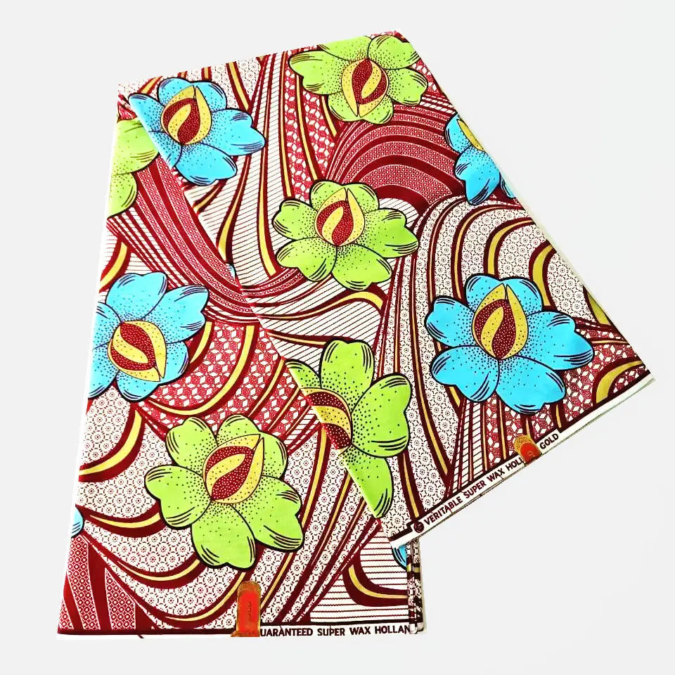 5 Patterns Available,100% Cotton Batik Fabric with African Wax Print for DIY Sewing Summer Clothing Sofa-6 Yards Long R1118