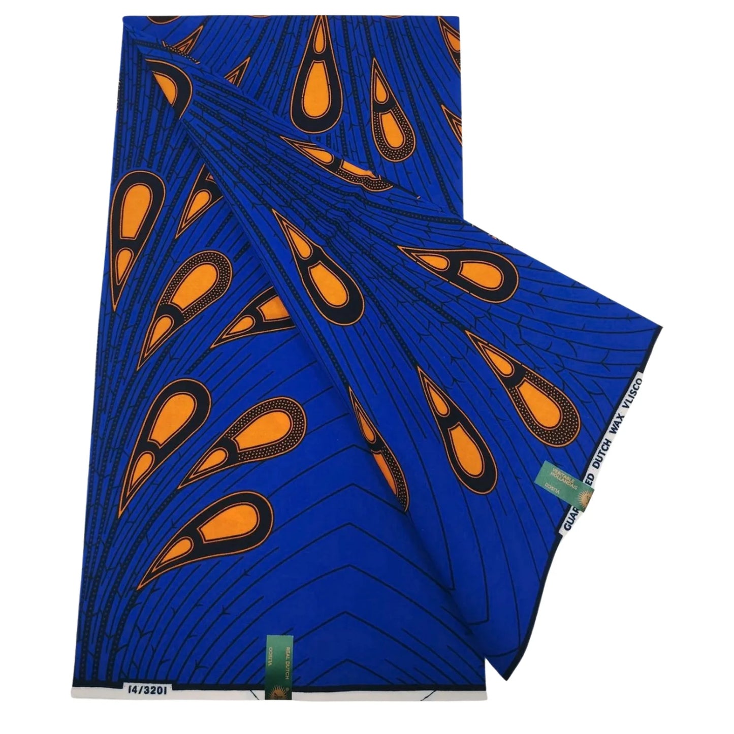 Orange Printed on Blue African Batik Fabric,6 Yards Long,Cotton Material Perfect for Summer Projects Dress Pants Cushion Clothing Clothes R1223