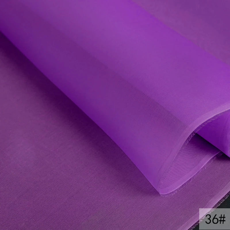 46Colors Available!55'' Wide 5MM Solid Color White Yellow Green Silk Organza Fabric by Yard for Bubble Dress DIY Clothing Stiff Thin Fabric DIY Sewing Material F111