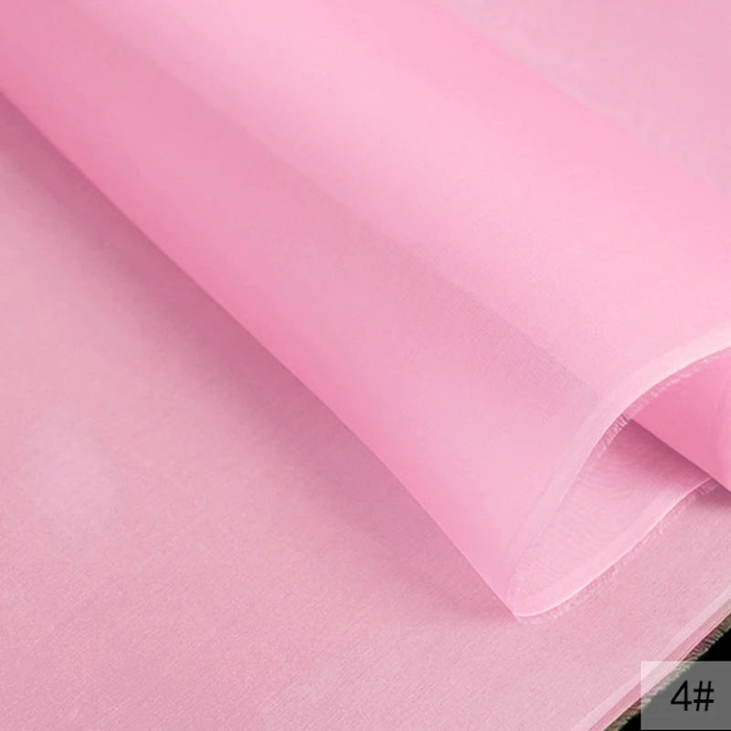 46Colors Available!55'' Wide 5MM Solid Color White Yellow Green Silk Organza Fabric by Yard for Bubble Dress DIY Clothing Stiff Thin Fabric DIY Sewing Material F111