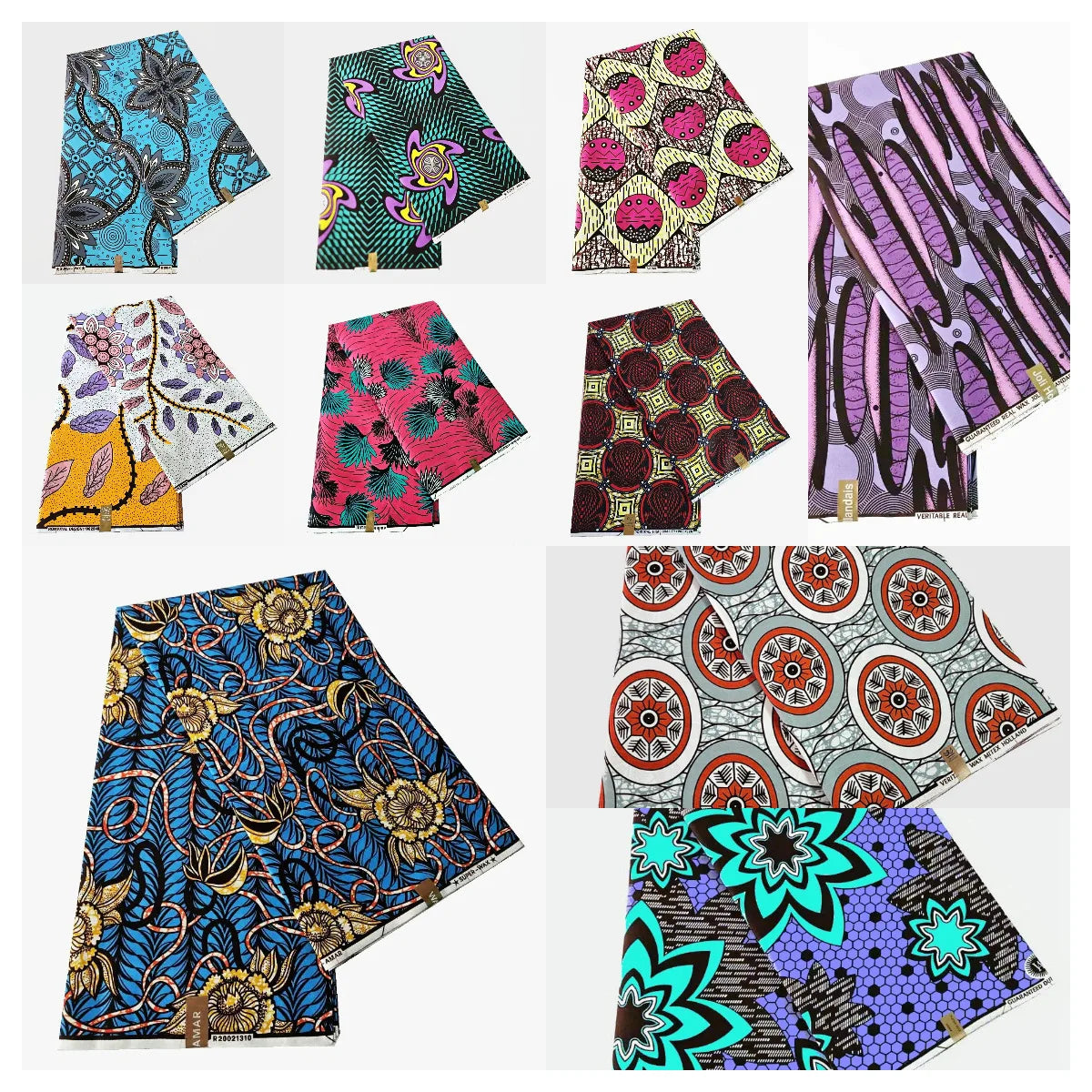 10Patterns Prints Cotton African Style Wax Batik Fabric, 6 Yards Long,Cotton Fabric Material for DIY Sewing Summer Clothing Curtains R910