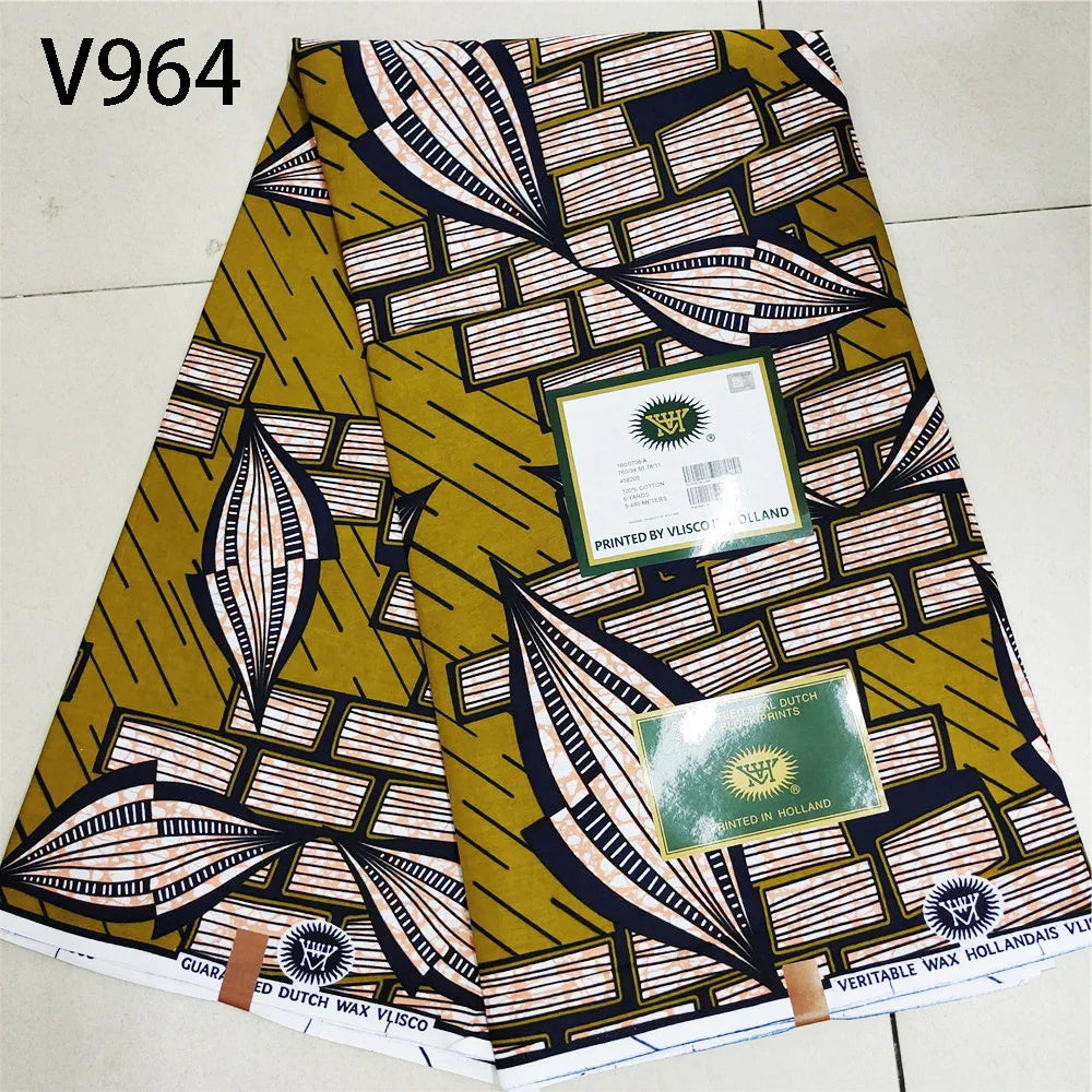 115CM Wide 6Yards Long,African Printed Wax Fabric,Cotton Batik Fabric for DIY Sewing Cushion Clothes Curtain 13 Patterns Available R736