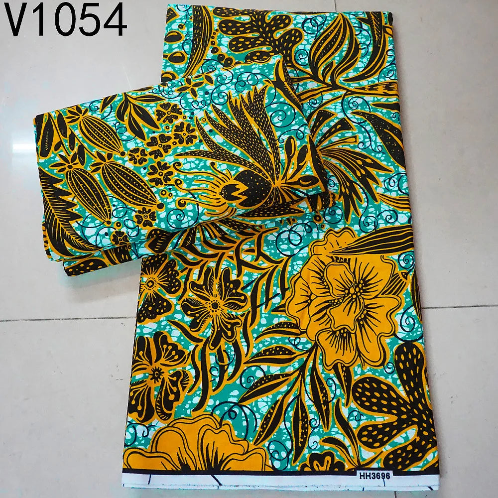 13Colors 115CM Wide 6Yards Long 24*24Yarns Printed African Wax Batik Cotton Fabric for DIY Sewing Clothing Sofa Cushion R757