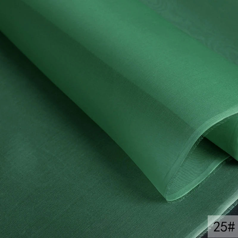 46Colors Available!55'' Wide 5MM Solid Color White Yellow Green Silk Organza Fabric by Yard for Bubble Dress DIY Clothing Stiff Thin Fabric DIY Sewing Material F111