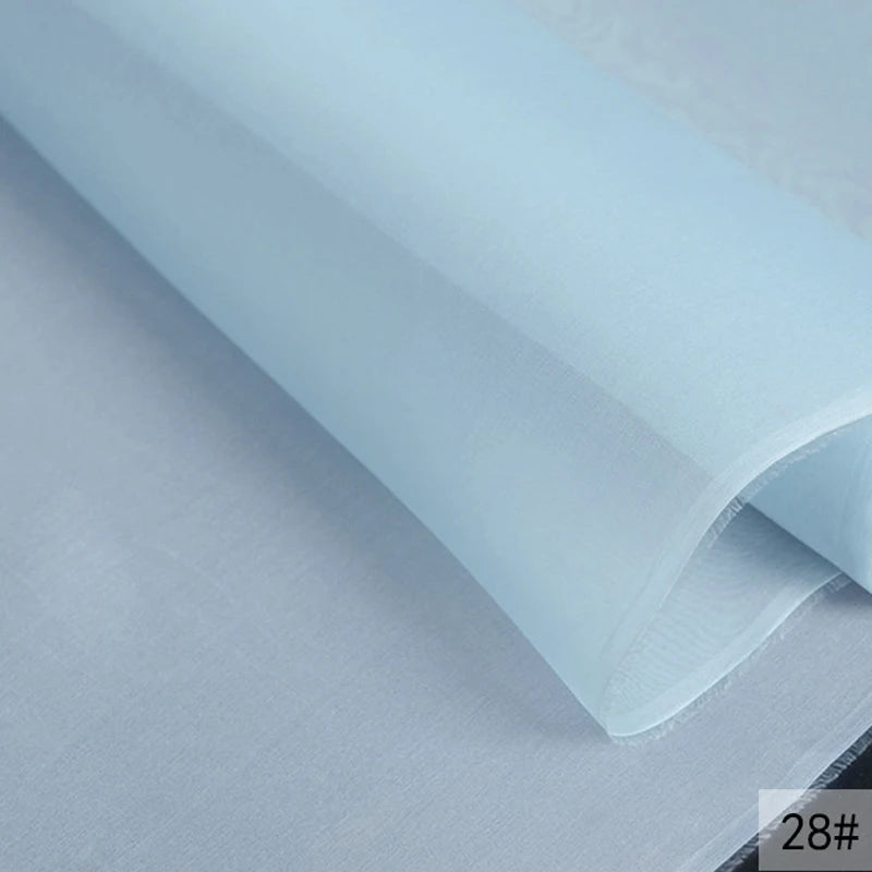46Colors Available!55'' Wide 5MM Solid Color White Yellow Green Silk Organza Fabric by Yard for Bubble Dress DIY Clothing Stiff Thin Fabric DIY Sewing Material F111