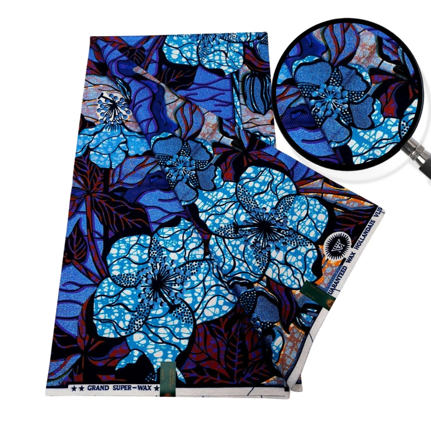 100% Cotton 6 Yards Long 24*24Yarns,Blue Printed African Wax Batik Fabric for DIY Sewing Summer Spring Clothing Cushion Sofa Pants R942