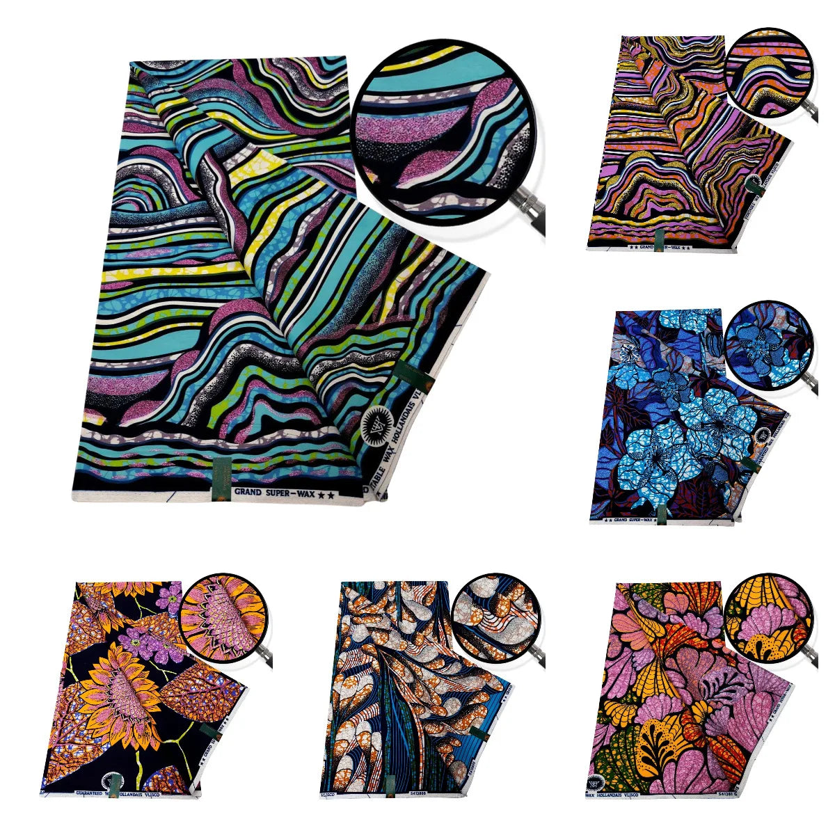 6Patterns 115CM Wide 24*24Yarns Special Printed African Wax Batik Cotton Fabric Summer Spring Clothing Cushion DIY Material R777
