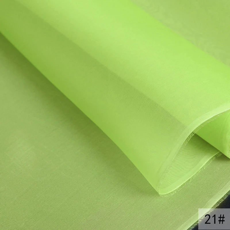 46Colors Available!55'' Wide 5MM Solid Color White Yellow Green Silk Organza Fabric by Yard for Bubble Dress DIY Clothing Stiff Thin Fabric DIY Sewing Material F111