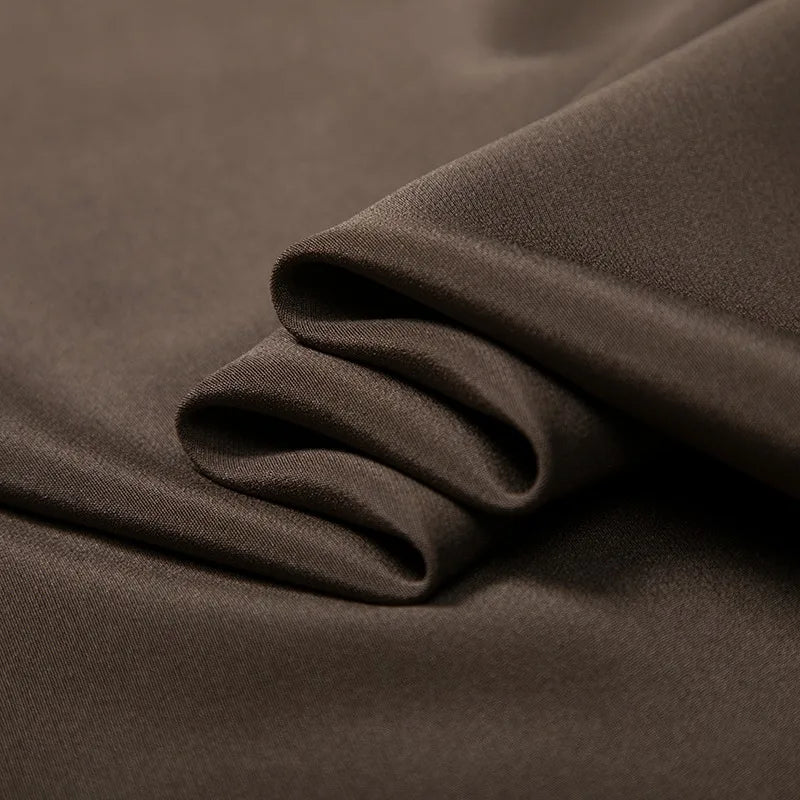 Elastic Silk Crepe Fabric by Yard-Ideal for Making Cheongsam Dress-Chocolate Color Heavy Silk Fabric-42'' Wide 94% Silk 6% Spandex DIY Sewing Material R027