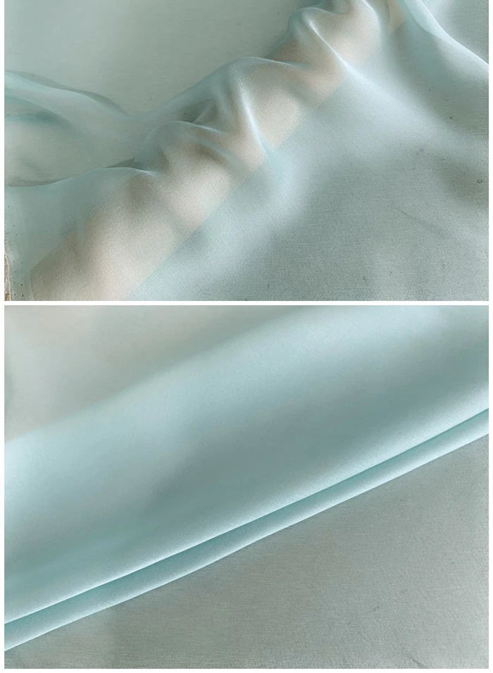 12Colors Available 55'' Wide 6MM Solid Color Thin Silk Chiffon Fabric Summer Dress Scarf by 1 Yard DIY Sewing Material X056