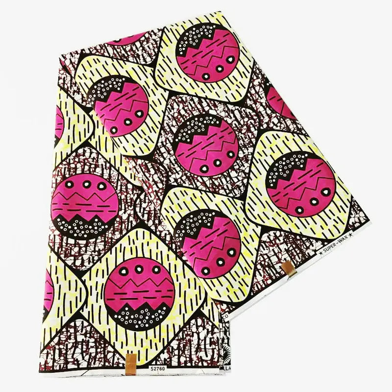 Pink Geometry Printed Fabric in African Wax Style, 24*24Yarns Cotton Batik Fabric for Summer Spring DIY Sewing Dress Pants R925