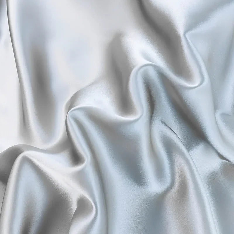 110'' Wide 19MM Solid Color Blue Black White Heavy Silk Crepe Plain Fabric for Comfortable Smooth Bedding Set Clothing DIY Sewing Material SC002
