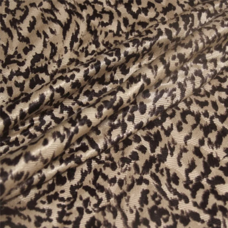 41.3 Wide 180g/m Brown Leopard Silk Cotton Fabric for Sewing Jacket Dress Coat Pants Jacquard Fabric for DIY R1875