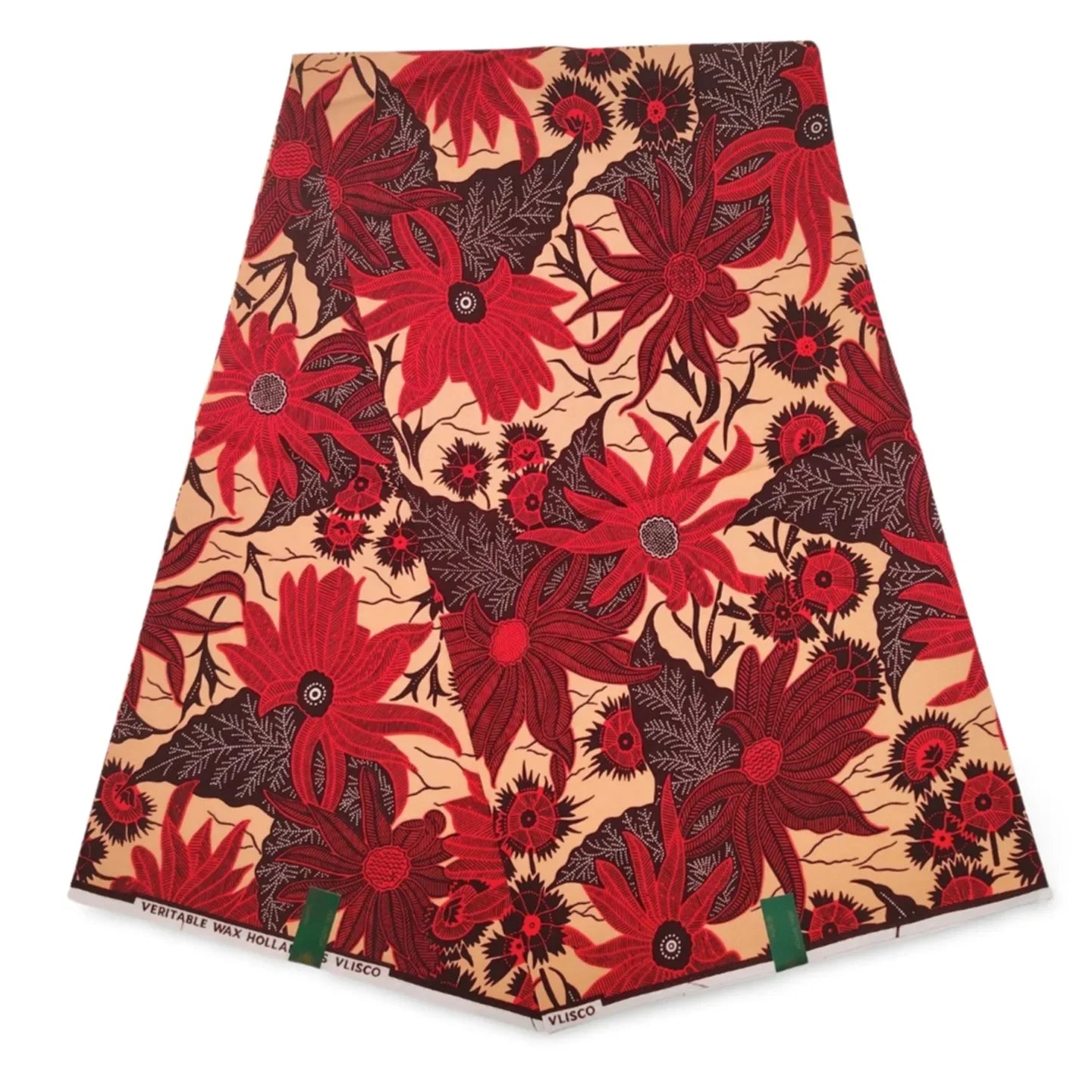Clothing and Home Decor African Wax Fabric,Batik Cotton Fabric with Floral Print,Red Blue Green,115CM Width 6 Yards Length DIY Sewing Material R1026