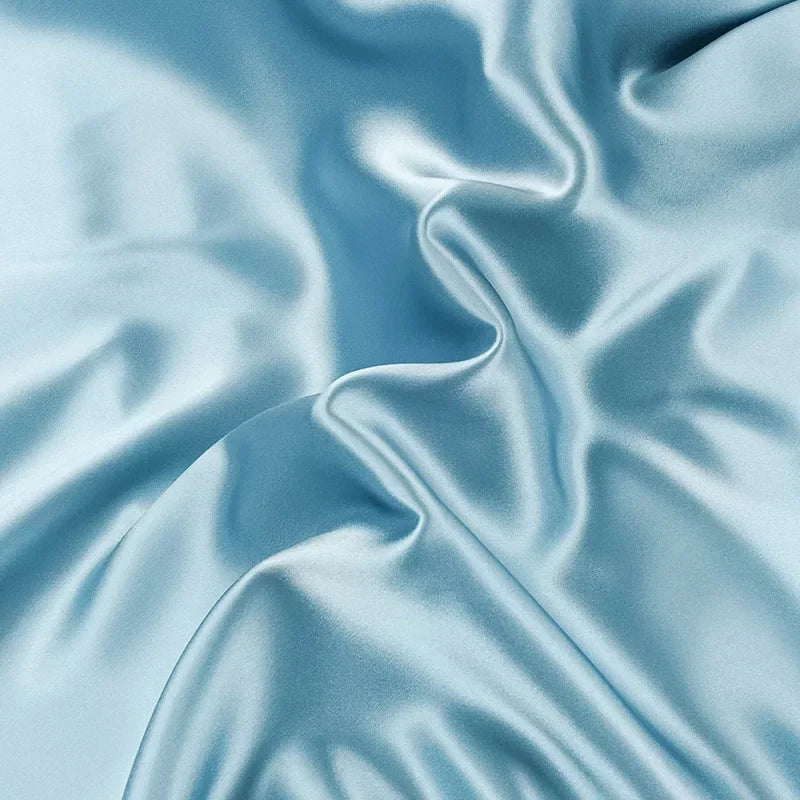45'' Wide 16MM Solid Color Silk Crepe Plain Fabric by Yard for Summer Spring Red Blue White Dress Shirt Clothes Cheongsam Pajamas DIY Sewing Material SC019