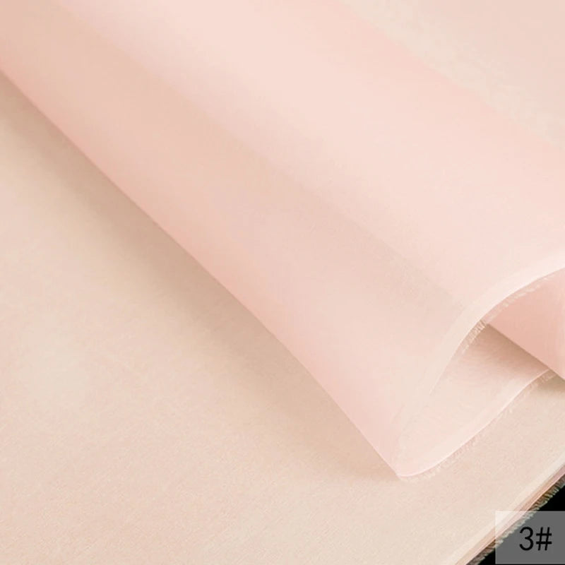 46Colors Available!55'' Wide 5MM Solid Color White Yellow Green Silk Organza Fabric by Yard for Bubble Dress DIY Clothing Stiff Thin Fabric DIY Sewing Material F111