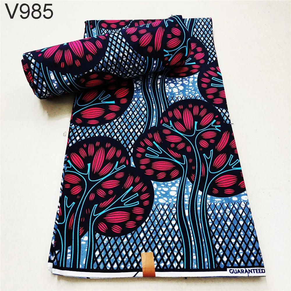 Vibrant Printed African Wax Batik Fabric for Clothes Cushions DIY Summer Sewing Material-6 Yards Long 15 Patterns Prints R1112