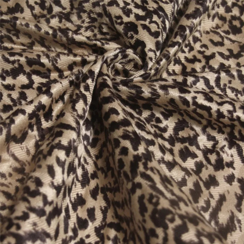 41.3 Wide 180g/m Brown Leopard Silk Cotton Fabric for Sewing Jacket Dress Coat Pants Jacquard Fabric for DIY R1875