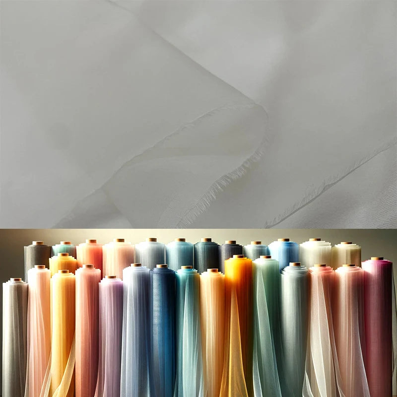35Colors Available!43'' Wide 6MM Solid Color Silk Organza Fabric for Bubble Dress DIY Clothing Stiff Thin Fabric DIY Sewing Material F112
