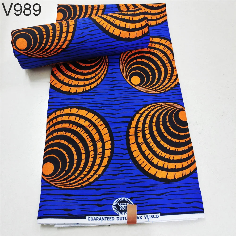 Vibrant Printed African Wax Batik Fabric for Clothes Cushions DIY Summer Sewing Material-6 Yards Long 15 Patterns Prints R1112