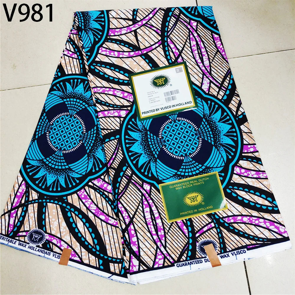 115CM Wide 6Yards Long,African Printed Wax Fabric,Cotton Batik Fabric for DIY Sewing Cushion Clothes Curtain 13 Patterns Available R736