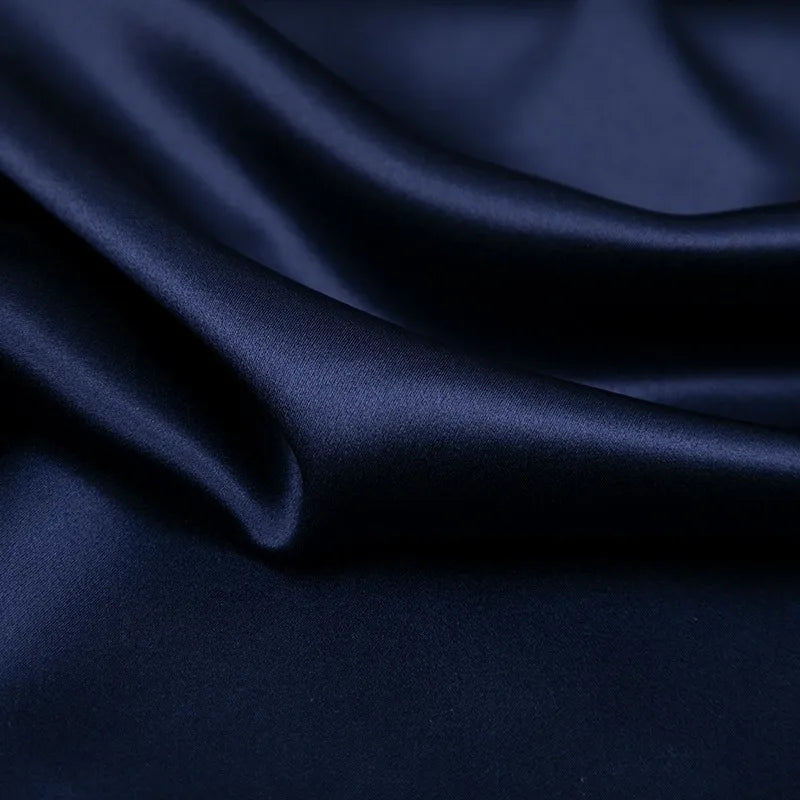 Black Blue White Silk Crepe Fabric by Yard for Sewing Dressmaking Cheongsam Suit Pants 140CM Wide 21MM Thick Solid Color Heavy Silk Fabric R062
