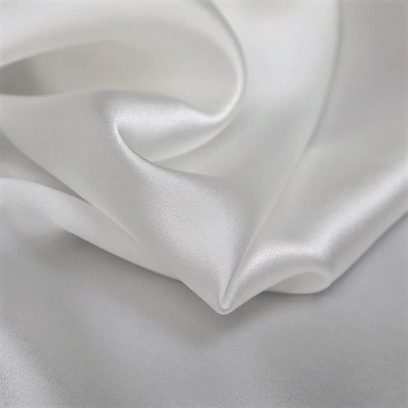Black Blue White Silk Crepe Fabric by Yard for Sewing Dressmaking Cheongsam Suit Pants 140CM Wide 21MM Thick Solid Color Heavy Silk Fabric R062