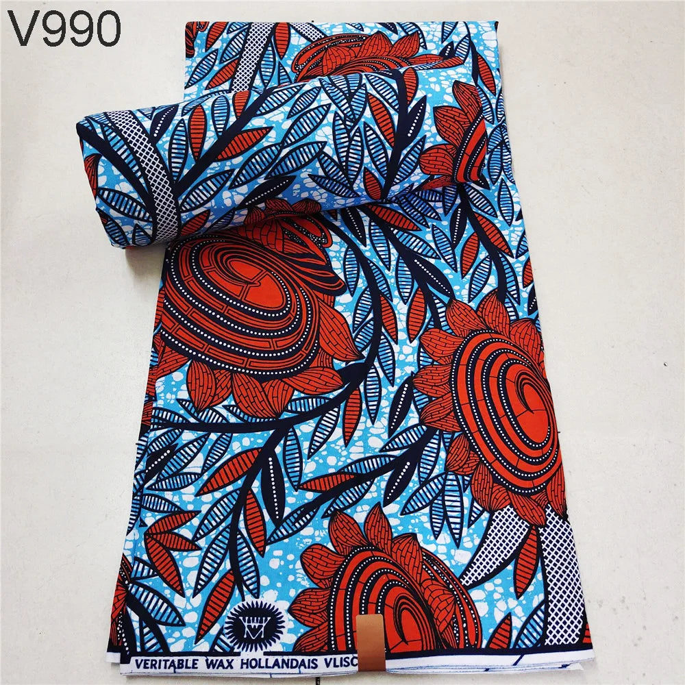 Vibrant Printed African Wax Batik Fabric for Clothes Cushions DIY Summer Sewing Material-6 Yards Long 15 Patterns Prints R1112