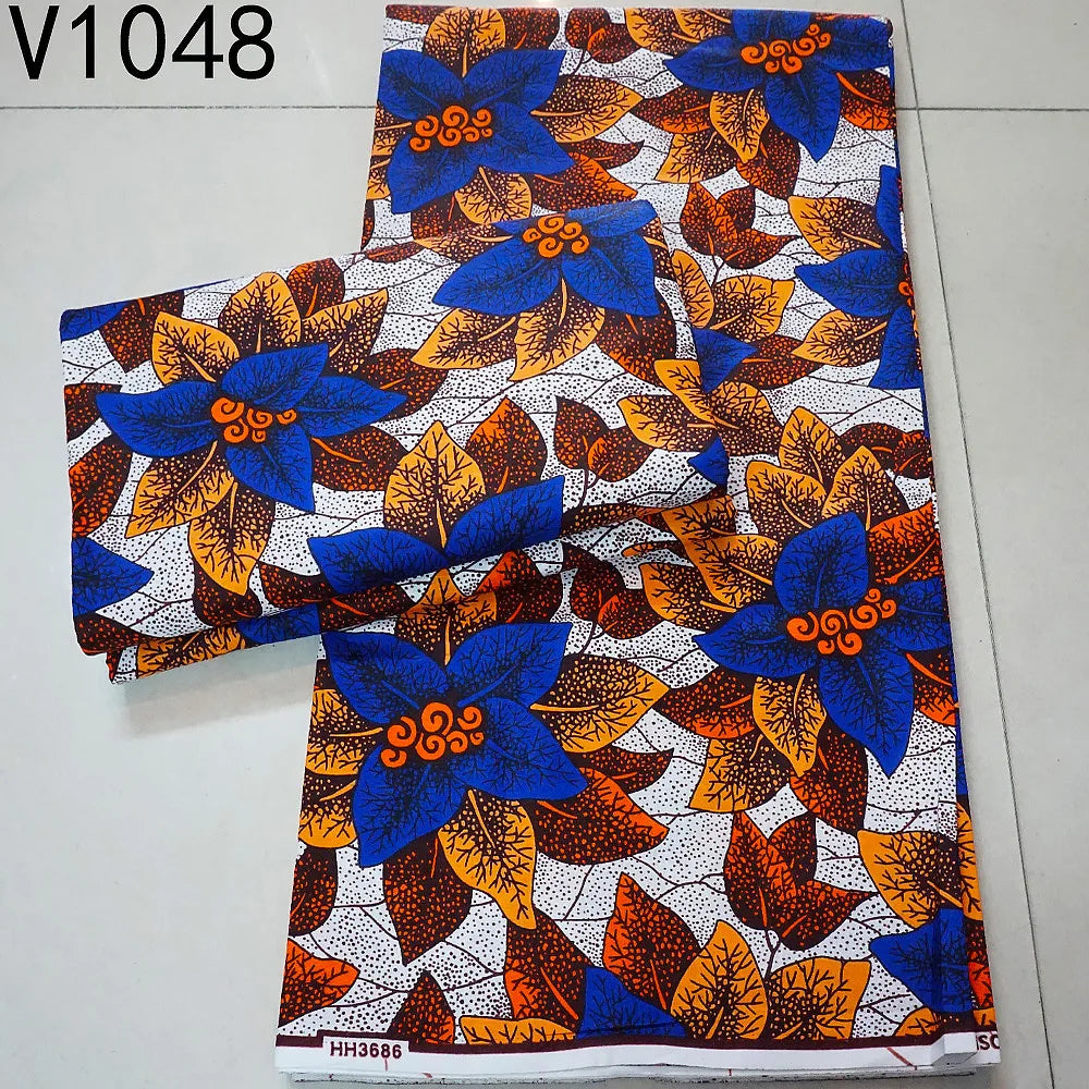 13Colors 115CM Wide 6Yards Long 24*24Yarns Printed African Wax Batik Cotton Fabric for DIY Sewing Clothing Sofa Cushion R757
