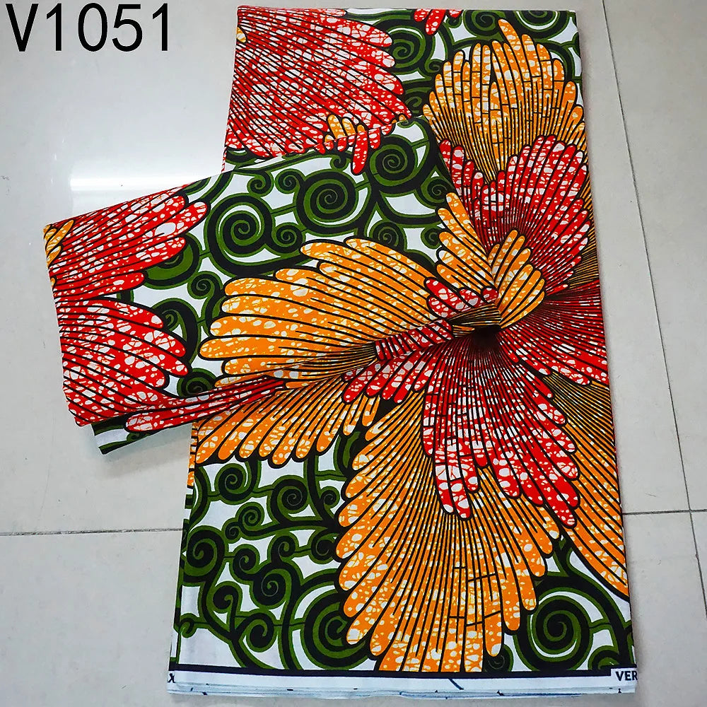 13Colors 115CM Wide 6Yards Long 24*24Yarns Printed African Wax Batik Cotton Fabric for DIY Sewing Clothing Sofa Cushion R757