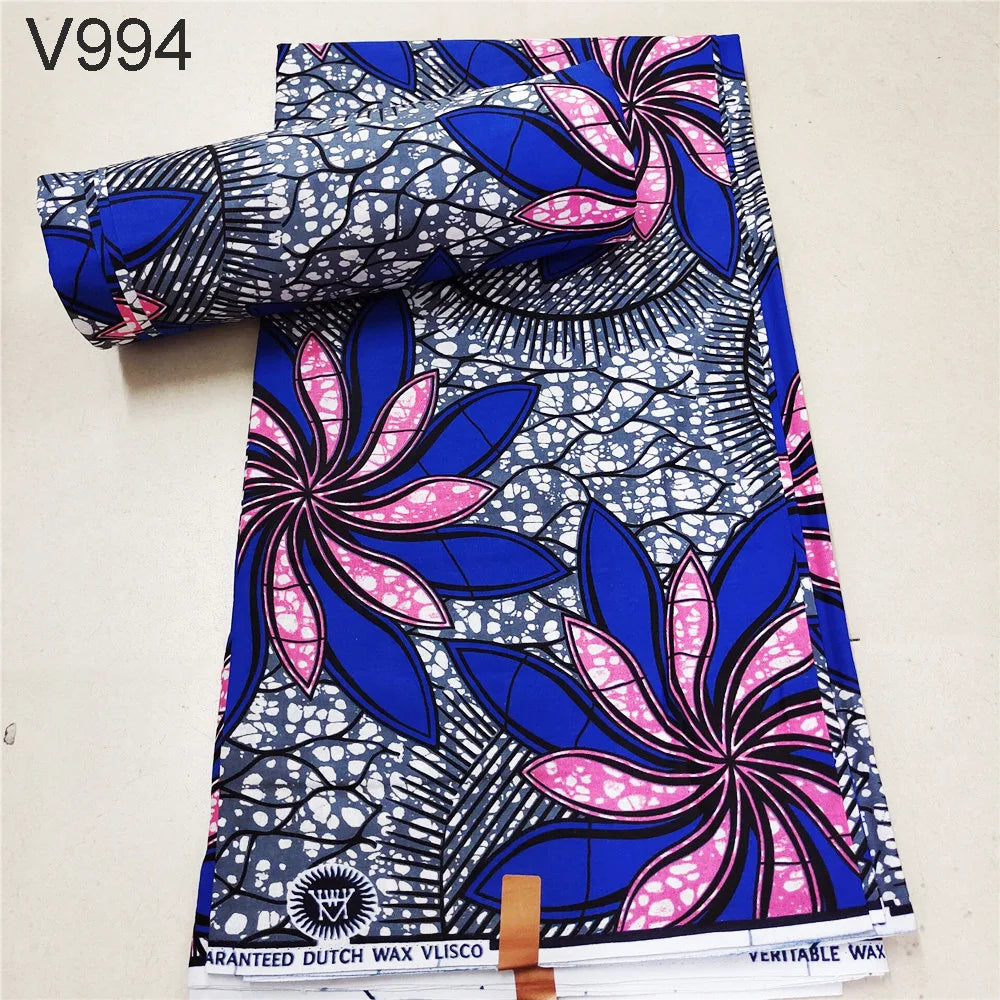Vibrant Printed African Wax Batik Fabric for Clothes Cushions DIY Summer Sewing Material-6 Yards Long 15 Patterns Prints R1112