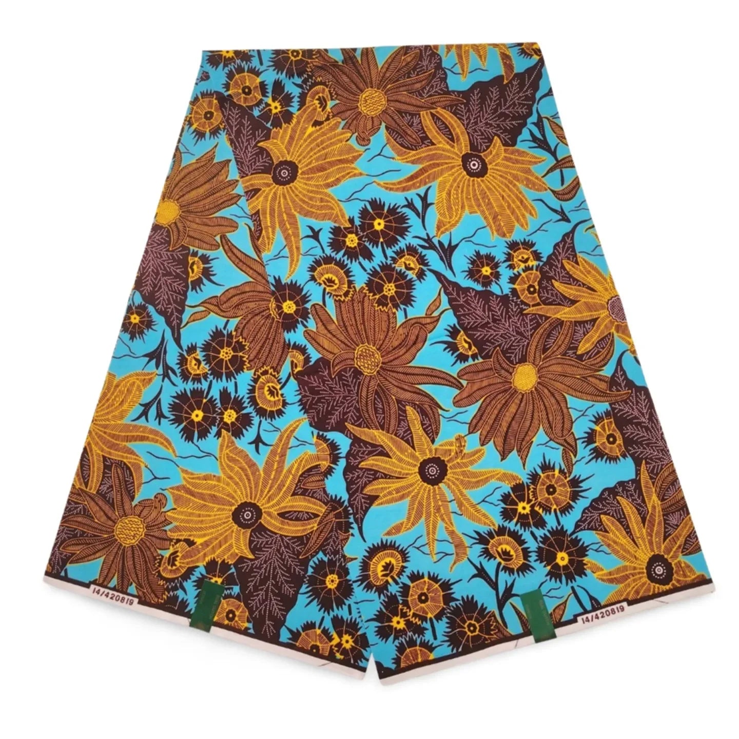Clothing and Home Decor African Wax Fabric,Batik Cotton Fabric with Floral Print,Red Blue Green,115CM Width 6 Yards Length DIY Sewing Material R1026