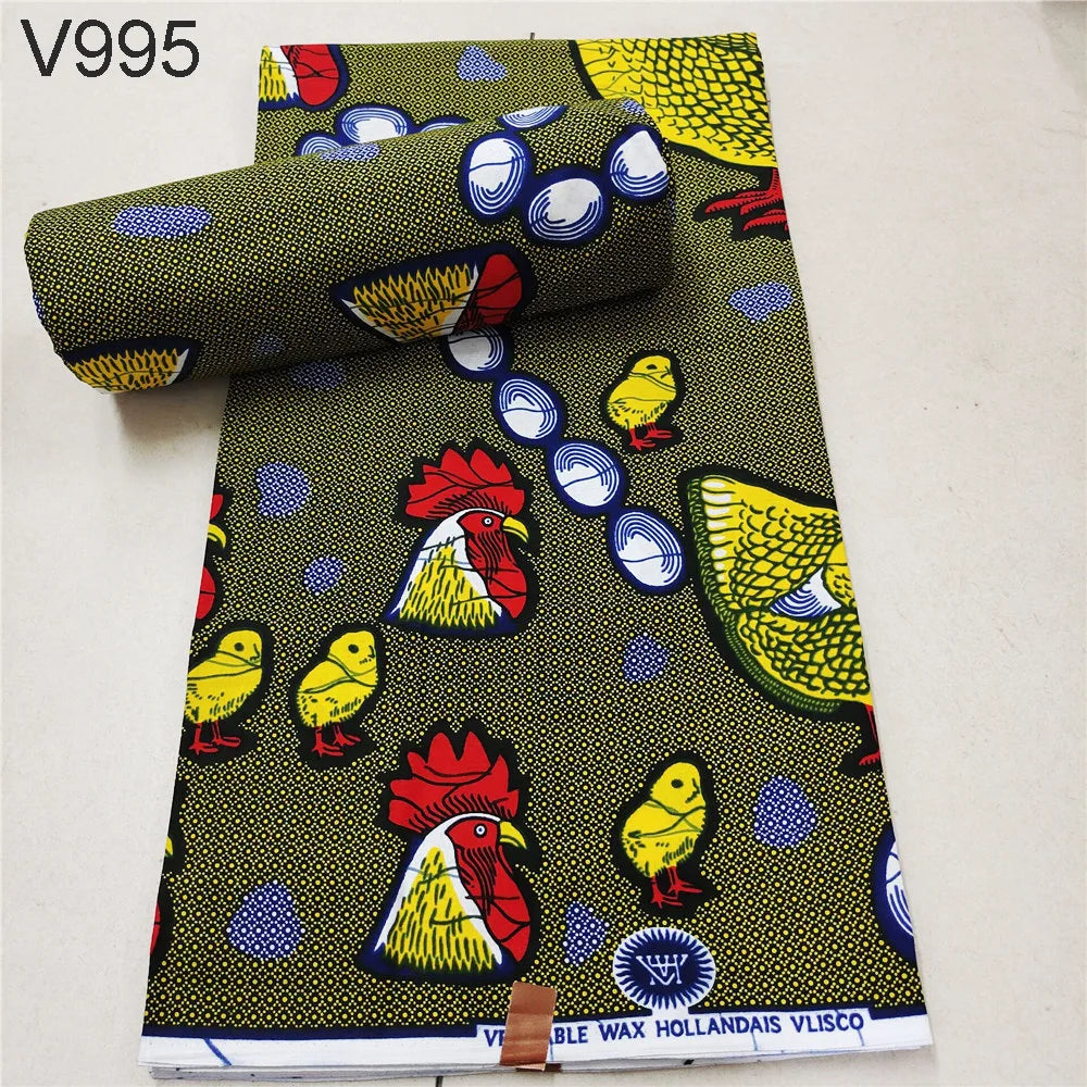 Vibrant Printed African Wax Batik Fabric for Clothes Cushions DIY Summer Sewing Material-6 Yards Long 15 Patterns Prints R1112