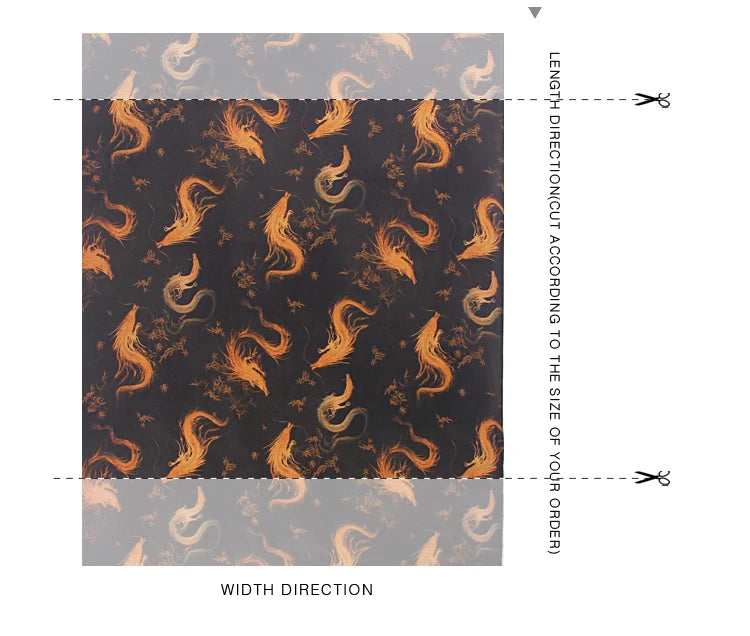 Luxury Gambiered Gauze Silk Fabric with Golden Dragon Printed Design for Cheongsam Horse Face Skrit Dress,47'' Wide 25MM Stretch DIY Sewing Material E1556