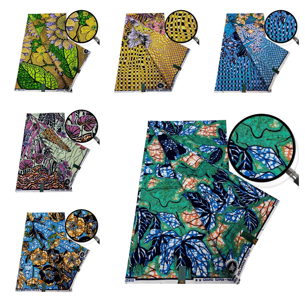 5Patterns Available Floral Printed Yellow Blue African Wax Fabric-Cotton Batik Fabric for DIY Sewing Summer Clothing Sofa R793