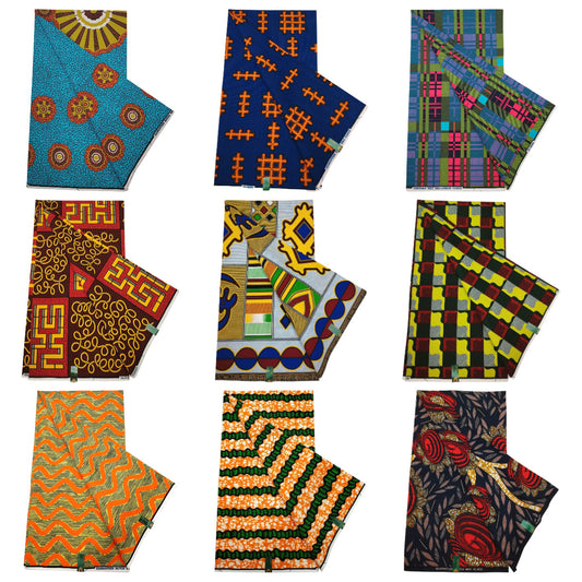 Golden and Red Horse Printed Batik Cotton Fabric, African Wax Fabric for Summer Spring Clothes Cushions Dress Pants 115CM Wide 6Yards Long DIY Sewing Material R850