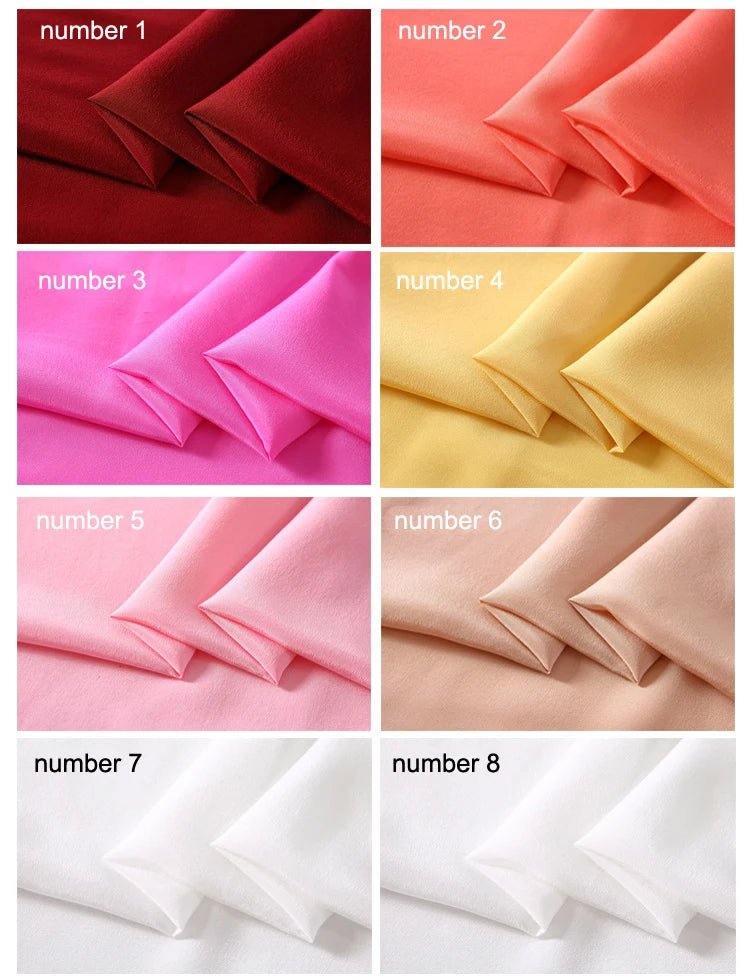 45'' Wide 16MM Solid Color Silk Crepe de Chine Fabric for Summer Soft Dress Shirt Clothes Cheongsam DIY Sewing Material Y051
