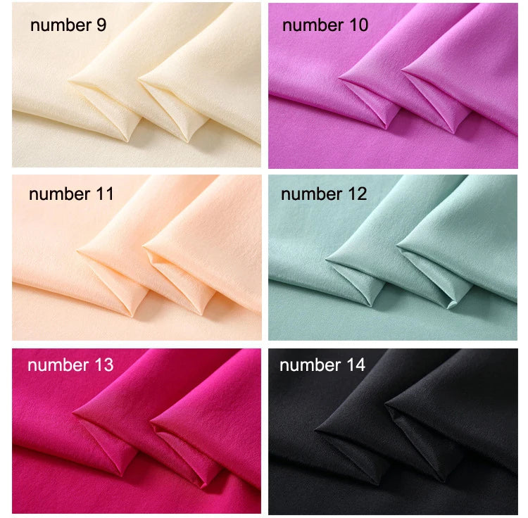 45'' Wide 16MM Solid Color Silk Crepe de Chine Fabric for Summer Soft Dress Shirt Clothes Cheongsam DIY Sewing Material Y051