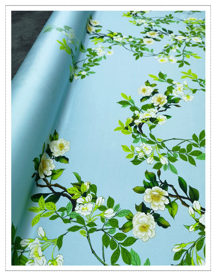 120*120CM 19MM Floral Print 93% Silk 7% Spandex Stretch Silk Satin Fabric for Green Dress Cheongsam Pants,DIY Sewing Material D1159