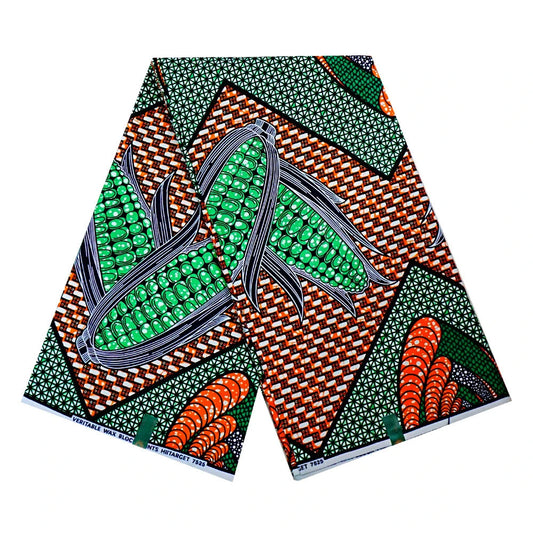 Green Corns Printed African Wax Fabric,100% Cotton Batik Material for DIY Sewing Summer Spring Clothing Curtains Sofa Pants R935