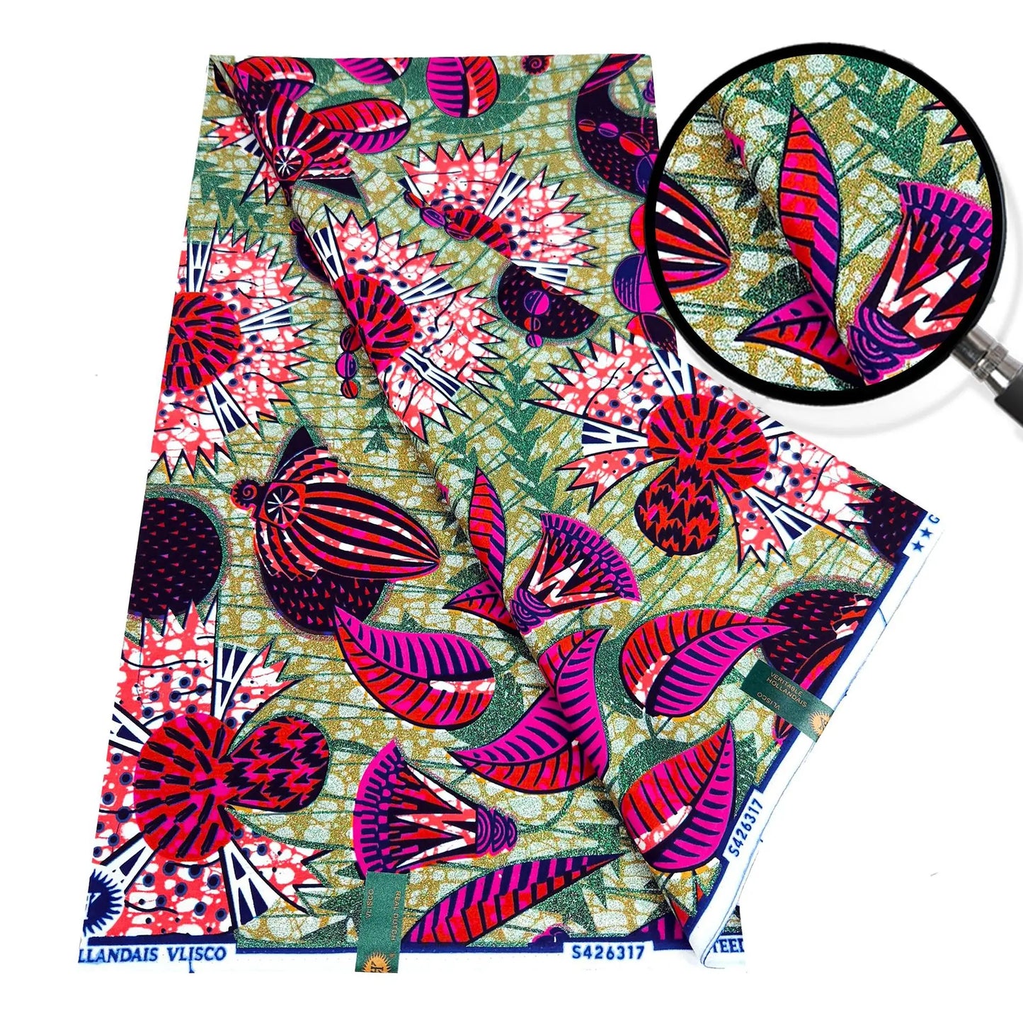 African Style Printed Blue Purple Wax Fabric for Sewing Crafting-Cotton Batik Material for Summer,6 Yards Long,115CM Wide R1087