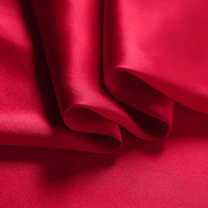 15Colors!55'' Wide 19MM Dyed Silk Crepe Satin Plain Fabric by Yard for Dress Shirt Clothes Cheongsam Pants DIY Sewing Summer Material Y003