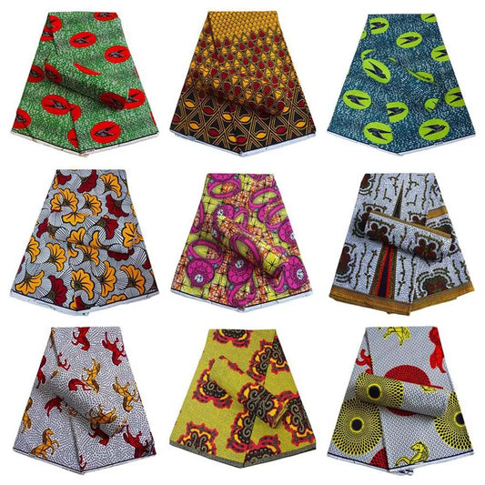 7 Patterns Prints,African Wax Batik Fabric for Summer Spring Clothes and Cushions Sofa,DIY Sewing Cotton Material-6 Yards R1114