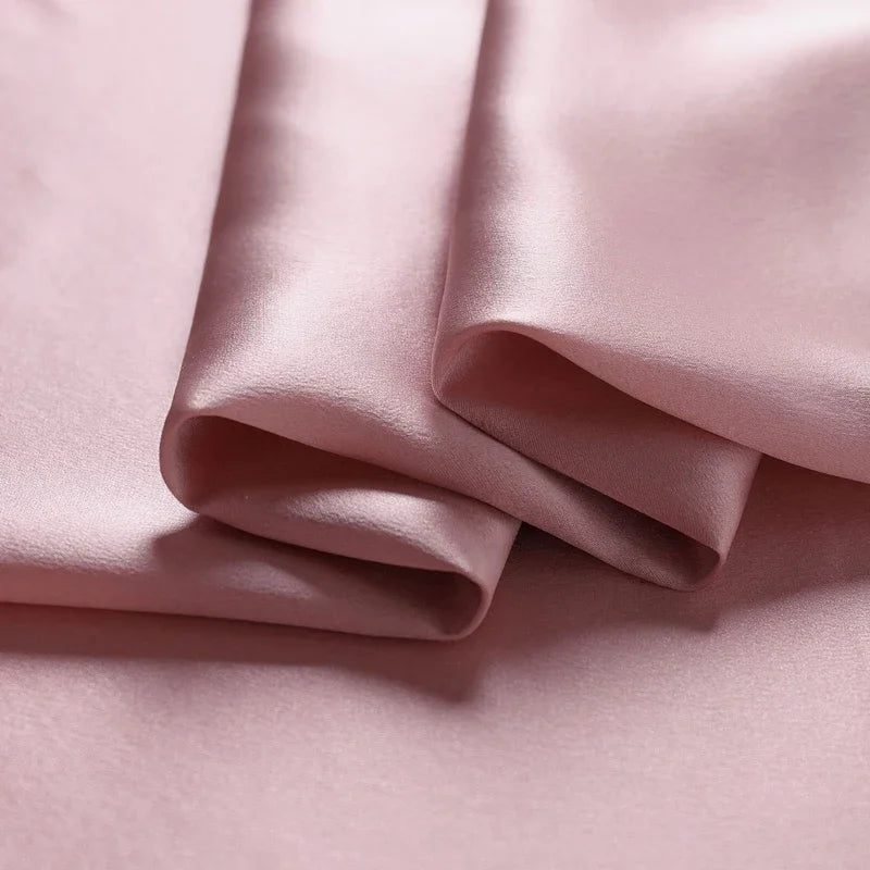 15Colors!55'' Wide 19MM Dyed Silk Crepe Satin Plain Fabric by Yard for Dress Shirt Clothes Cheongsam Pants DIY Sewing Summer Material Y003