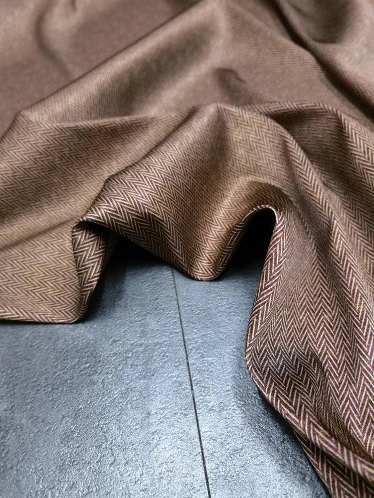 55'' Wide 20MM Thickness Printed Stretch Coffee Color Twill Silk Fabric by Yard for DIY Sewing Summer Spring Plants Blouse Dress Cheongsam Silk Material D1210