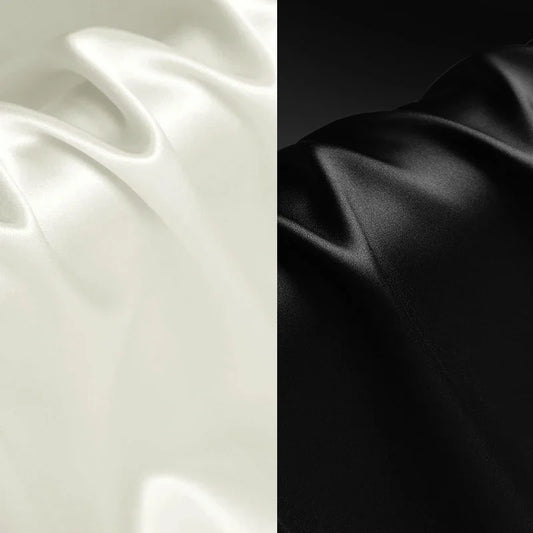 55'' Wide 30MM Black White Solid Color Heavy Silk Crepe Satin Plain Fabric for Spring Summer Dress Jacket Clothes Pants DIY Sewing Material F046