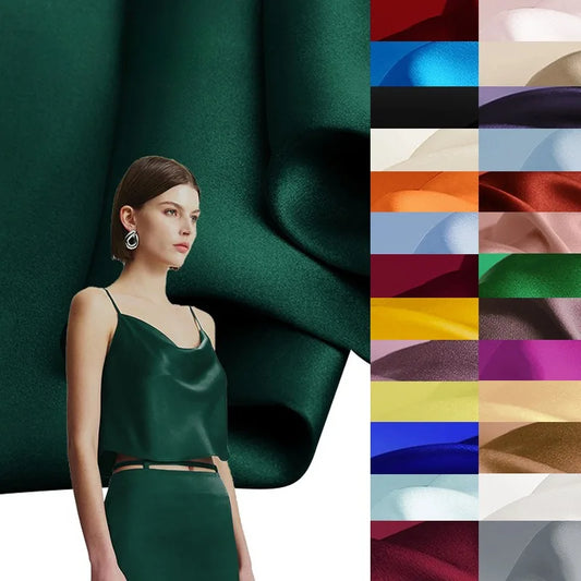 96Colors 140CM Wide 19MM Thick,Stretch Smooth Solid Color Silk Satin Fabric for Spring Summer Dress Pants,DIY Sewing Material R1209